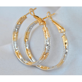Two Tone Gold Silver Bali Earrings